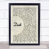 White Lies Death Song Lyric Vintage Script Music Wall Art Print