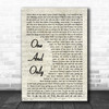 Adele One And Only Song Lyric Vintage Script Music Wall Art Print