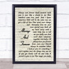 Always And Forever Luther Vandross Song Lyric Vintage Script Music Wall Art Print