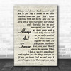 Always And Forever Luther Vandross Song Lyric Vintage Script Music Wall Art Print