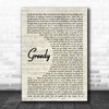 Ariana Grande Greedy Vintage Script Song Lyric Music Wall Art Print
