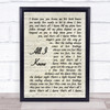 Art Garfunkel All I Know Vintage Script Song Lyric Music Wall Art Print