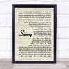 Bobby Hebb Sunny Vintage Script Song Lyric Music Wall Art Print