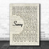 Bobby Hebb Sunny Vintage Script Song Lyric Music Wall Art Print