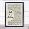 Bobby McFerrin Don't Worry, Be Happy Vintage Script Song Lyric Music Wall Art Print