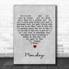 The Jam Monday Grey Heart Decorative Wall Art Gift Song Lyric Print