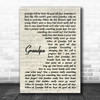 The Judds Grandpa (Tell Me Bout the Good Old Days) Vintage Script Gift Song Lyric Print