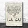 The Stone Roses Fools Gold Script Heart Decorative Wall Art Gift Song Lyric Print