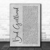 Theory Of A Deadman Bad Girlfriend Grey Rustic Script Decorative Wall Art Gift Song Lyric Print