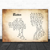 Tom Baxter Better Man Lady Couple Decorative Wall Art Gift Song Lyric Print