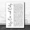 Tony Bennett & Diana Krall My One and Only White Script Decorative Wall Art Gift Song Lyric Print