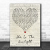 Trading Yesterday She Is The Sunlight Script Heart Decorative Wall Art Gift Song Lyric Print