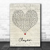 Travis Closer Script Heart Decorative Wall Art Gift Song Lyric Print