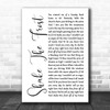 Tyler Childers & The Highwall Shake The Frost White Script Decorative Wall Art Gift Song Lyric Print