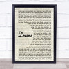 Gabrielle Dreams Song Lyric Vintage Script Music Wall Art Print