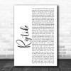 Vance Joy Riptide White Script Decorative Wall Art Gift Song Lyric Print