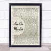 Hall & Oates Kiss On My List Song Lyric Vintage Script Music Wall Art Print