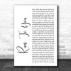 Whitney Houston Run To You White Script Decorative Wall Art Gift Song Lyric Print