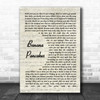 Jack Johnson Banana Pancakes Song Lyric Vintage Script Music Wall Art Print