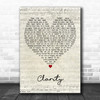 Zedd Clarity Script Heart Decorative Wall Art Gift Song Lyric Print