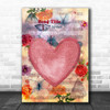 Bright Floral Heart Rose Vintage Any Song Lyric Personalized Music Art Print