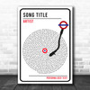 London Sign Style Vinyl Record Any Song Lyric Personalized Music Wall Art Print