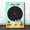 Retro Funky Microphone Vinyl Record Any Song Lyric Personalized Music Art Print