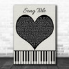 Black Heart & Piano Keys Any Song Lyric Personalized Music Wall Art Print