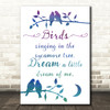 Doris Day Dream A Little Dream Of Me Watercolor Birds Music Song Lyric Wall Art Print