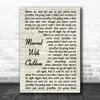 Oasis Married With Children Vintage Script Song Lyric Music Wall Art Print