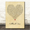 Avicii Without You Vintage Heart Song Lyric Print