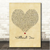 Oh Wonder Without You Vintage Heart Song Lyric Print