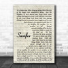 Sacrifice Elton John Song Lyric Vintage Script Music Wall Art Print