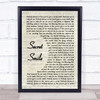 Semisonic Secret Smile Vintage Script Song Lyric Music Wall Art Print