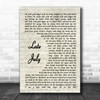 Shakey Graves Late July Vintage Script Song Lyric Music Wall Art Print