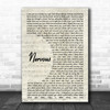 Shawn Mendes Nervous Song Lyric Vintage Script Music Wall Art Print