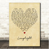 Bee Gees Lamplight Vintage Heart Song Lyric Print