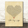 Shayne Ward All My Life Vintage Heart Song Lyric Print