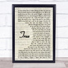 Spandau Ballet True Vintage Script Song Lyric Music Wall Art Print