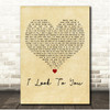 Whitney Houston I Look To You Vintage Heart Song Lyric Print