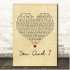 Will Young You And I Vintage Heart Song Lyric Print