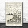 The Beatles Yesterday Song Lyric Music Wall Art Print