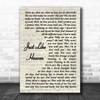 The Cure Just Like Heaven Song Lyric Vintage Script Music Wall Art Print