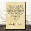 Courtney John Lucky Man Vintage Heart Song Lyric Print