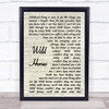 The Rolling Stones Wild Horses Vintage Script Song Lyric Music Wall Art Print