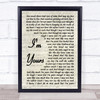 The Script I'm Yours Vintage Script Song Lyric Music Wall Art Print
