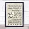 Tim McGraw My Best Friend Song Lyric Vintage Script Music Wall Art Print