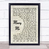 Train Marry Me Song Lyric Vintage Script Music Wall Art Print