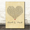 I Prevail Heart Vs. Mind Vintage Heart Song Lyric Print