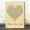 Jerry Christakos Where You Are Vintage Heart Song Lyric Print
